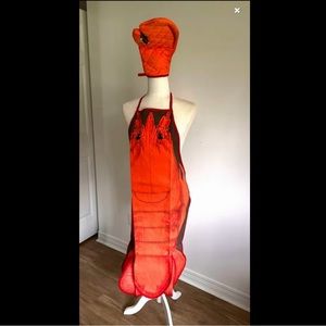 🎁🆕 Vintage Lobster Apron & Mitt Set • Kitsch - Novelty Gift • Salamander™️